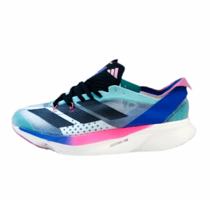 Adidas Adizero Adios Pro 3 vista lateral – tenis de competencia con tecnología ENERGYRODS